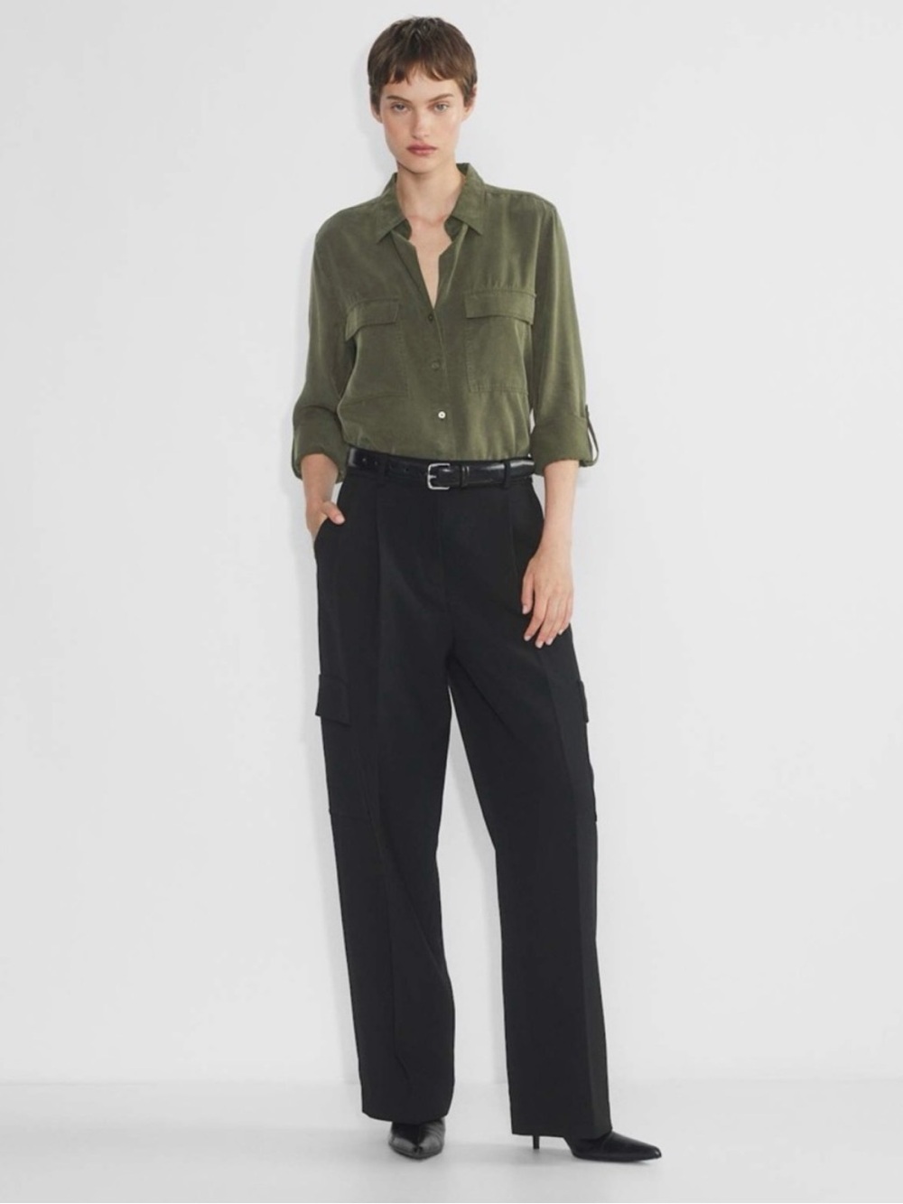 Babaton Utility Shirt- Medium Army Green colour